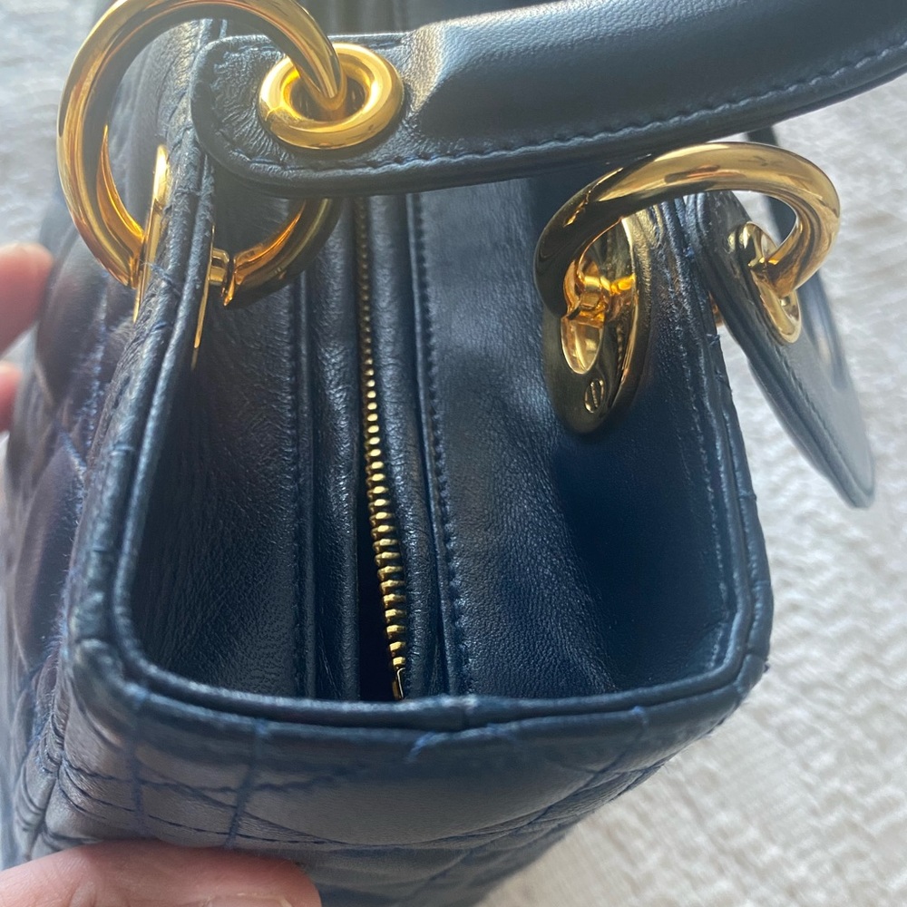 ❤️SOLD❤️Authentic Vintage Lady Dior in Cannage Lambskin leather in Navy w GHW - Picture 14 of 15